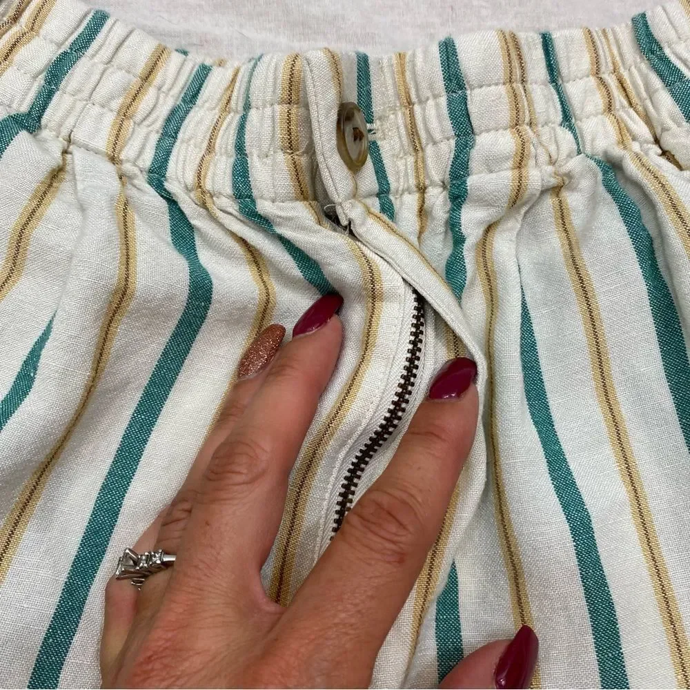 Madewell Linen-Blend Track Shorts‎ in Stripe Small